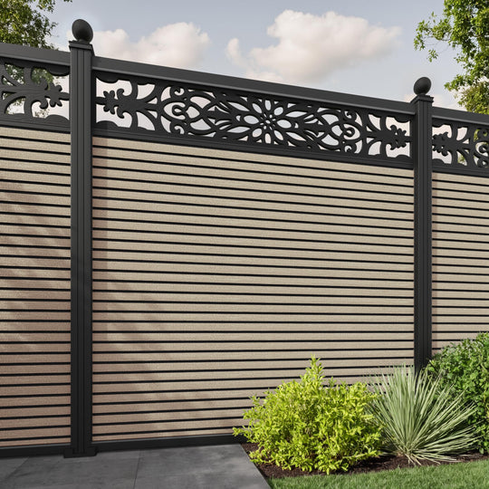 Hudson Windsor Fence Panel - Light Oak - with our aluminium posts