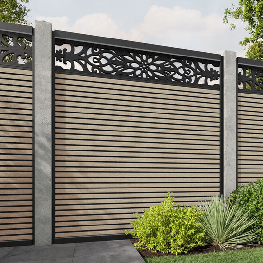 Hudson Windsor Fence Panel - Light Oak - for existing concrete posts
