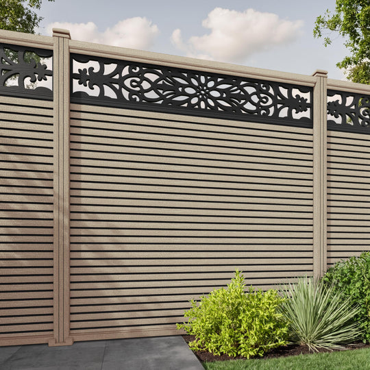 Hudson Windsor Fence Panel - Light Oak - with our composite posts