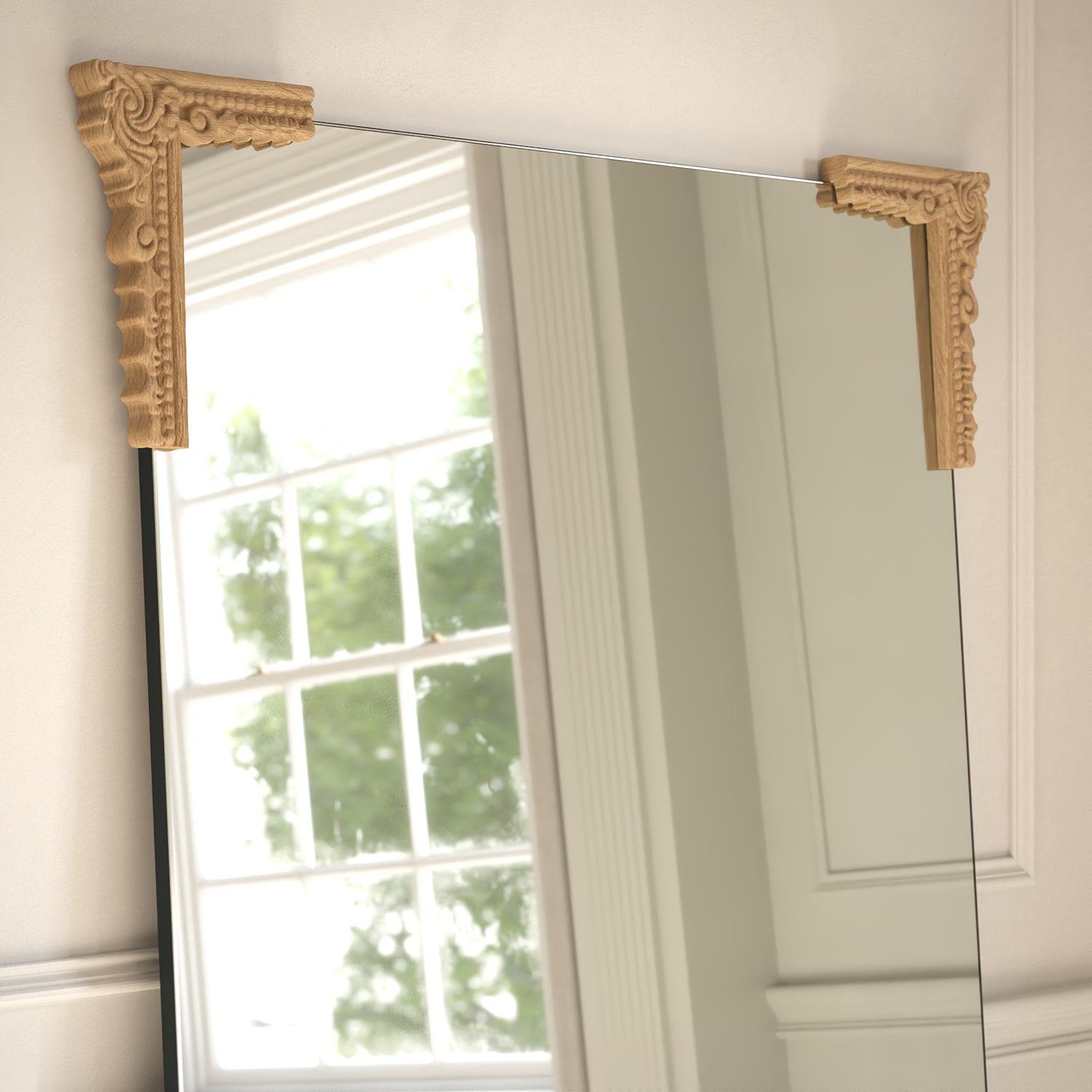 Lucente Partial Frame Rectangular Full-Length Leaner Mirror - with LED