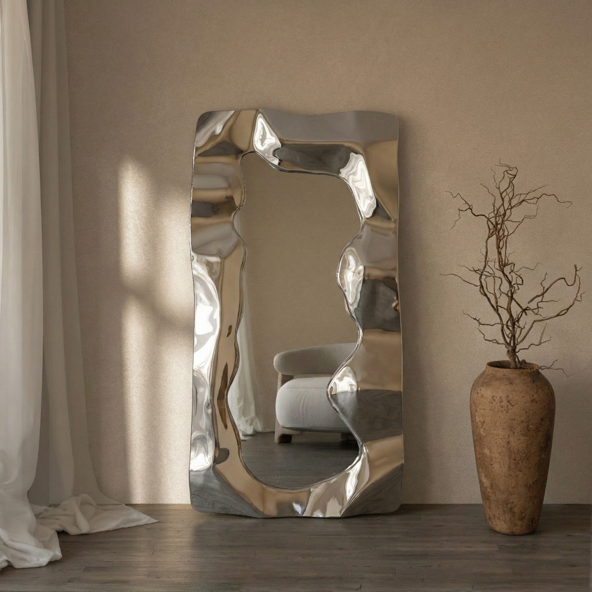 Verity Framed Rectangular Full-Length Leaner Mirror - with LED