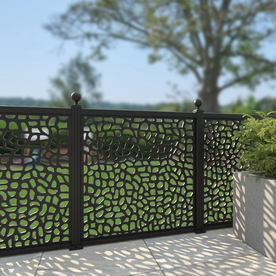 Pebble Aluminium Decorative Fence - 120x120cm - with our aluminium posts