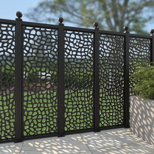 Pebble Aluminium Decorative Fence - 60x180cm - with our aluminium posts