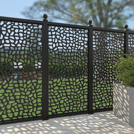 Pebble Aluminium Decorative Fence - 90x180cm - with our aluminium posts