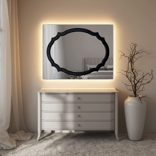 Porto Frame Within Rectangular Wall Mirror - with LED