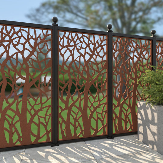 Twilight Corten Decorative Fence - 90x180cm - with our aluminium posts