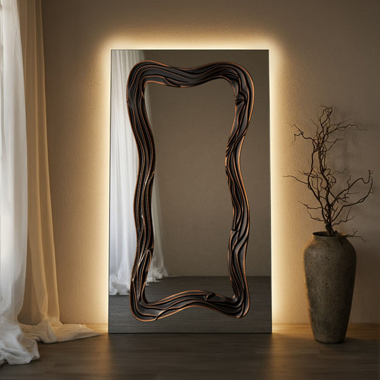 Tramonto Frame Within Rectangular Full-Length Leaner Mirror - with LED