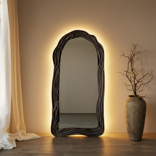 Tramonto Framed Arched Full-Length Leaner Mirror - with LED
