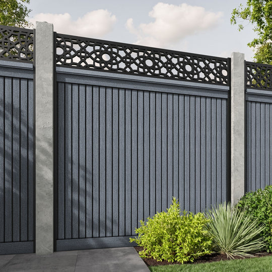 Virtis Ambar Fence Panel - Anthracite - for existing concrete posts