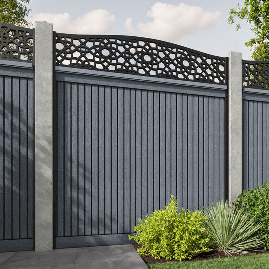 Virtis Ambar Curved Top Fence Panel - Anthracite - for existing concrete posts
