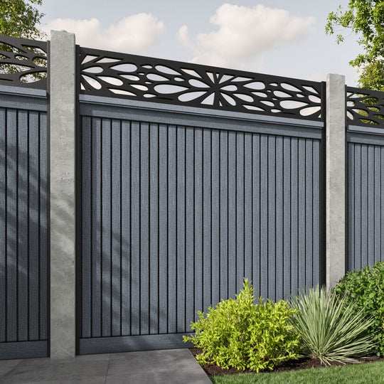 Virtis Blossom Fence Panel - Anthracite - for existing concrete posts