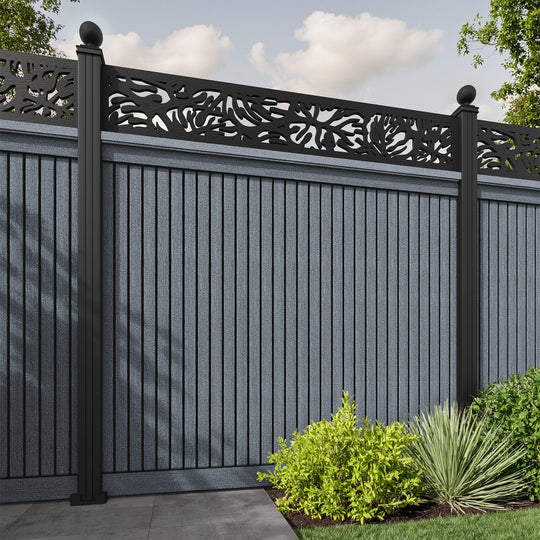 Virtis Botanic Fence Panel - Anthracite - with our aluminium posts