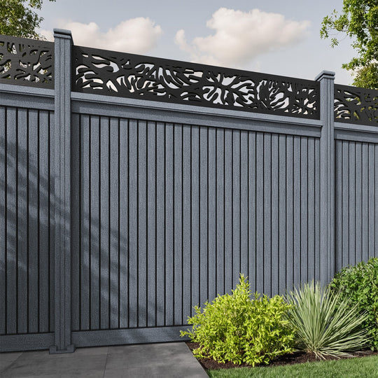 Virtis Botanic Fence Panel - Anthracite - with our composite posts