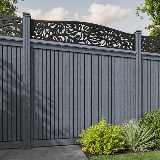 Virtis Botanic Curved Top Fence Panel - Anthracite - with our composite posts