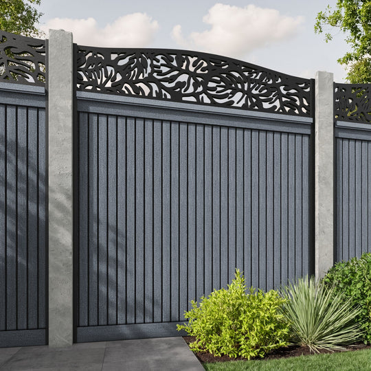 Virtis Botanic Curved Top Fence Panel - Anthracite - for existing concrete posts