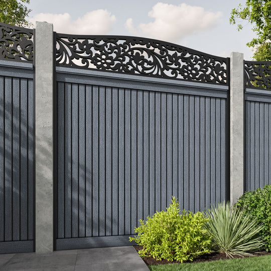 Virtis Eden Curved Top Fence Panel - Anthracite - for existing concrete posts