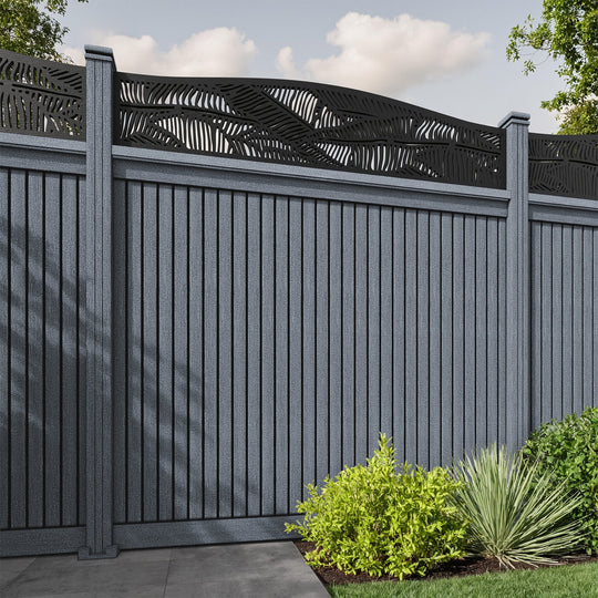 Virtis Feather Curved Top Fence Panel - Anthracite - with our composite posts