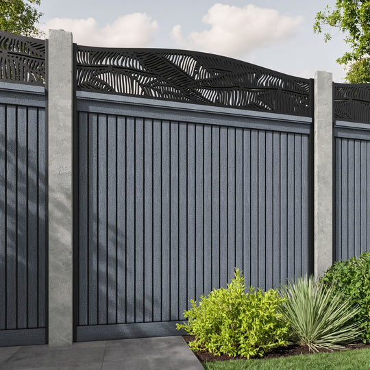 Virtis Feather Curved Top Fence Panel - Anthracite - for existing concrete posts