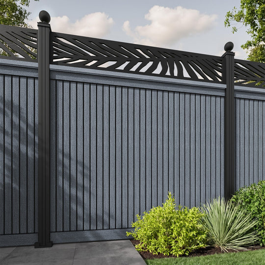 Virtis Palm Fence Panel - Anthracite - with our aluminium posts