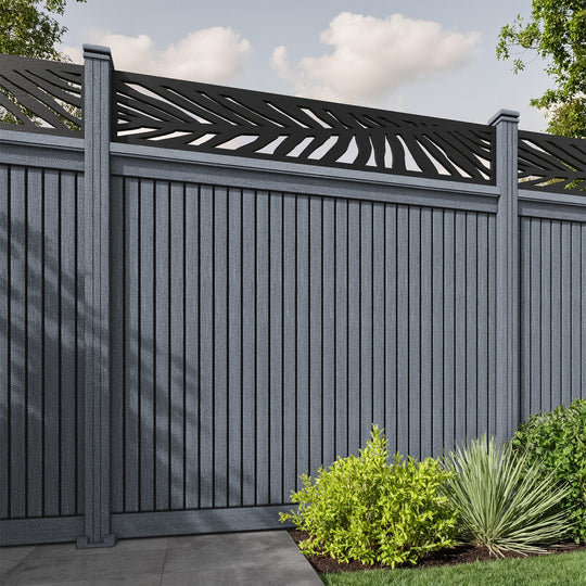 Virtis Palm Fence Panel - Anthracite - with our composite posts