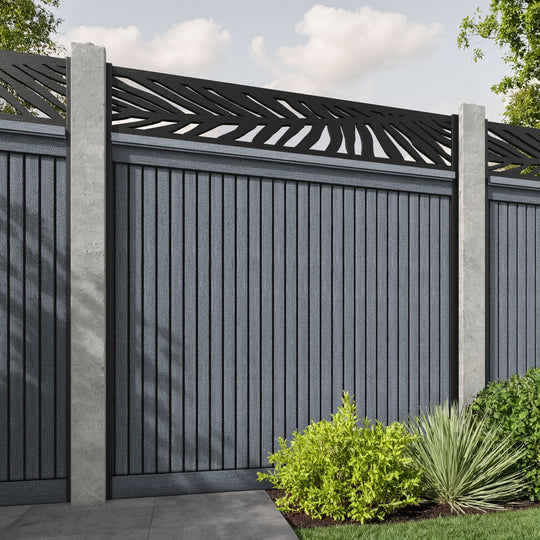 Virtis Palm Fence Panel - Anthracite - for existing concrete posts