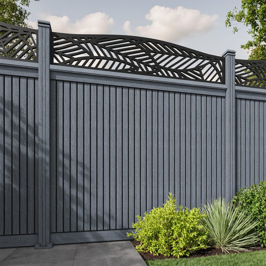 Virtis Habitat Curved Top Fence Panel - Anthracite - with our composite posts