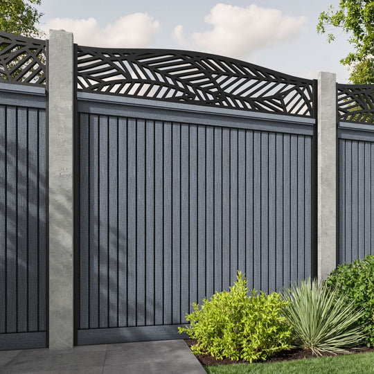 Virtis Habitat Curved Top Fence Panel - Anthracite - for existing concrete posts