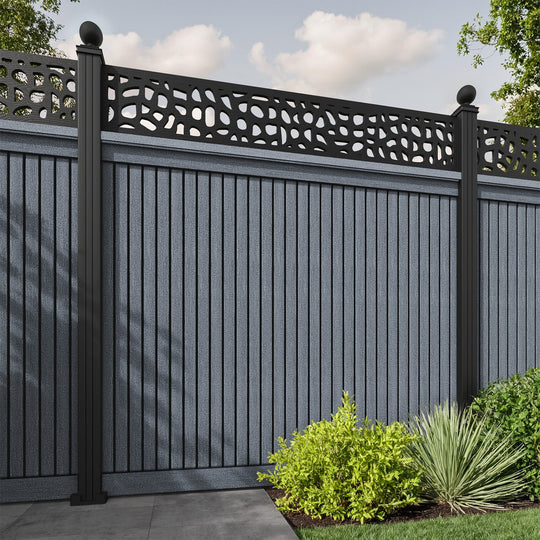 Virtis Pebble Fence Panel - Anthracite - with our aluminium posts