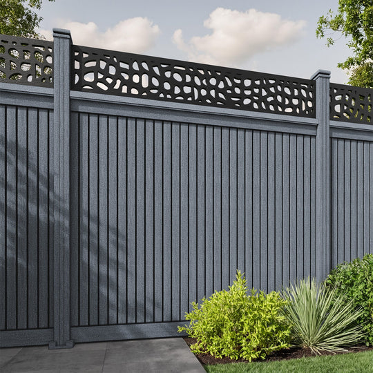 Virtis Pebble Fence Panel - Anthracite - with our composite posts