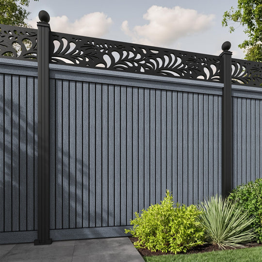 Virtis Petal Fence Panel - Anthracite - with our aluminium posts