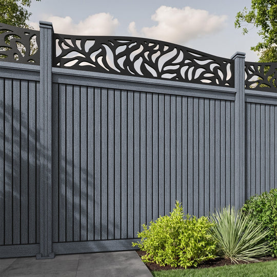 Virtis Plume Curved Top Fence Panel - Anthracite - with our composite posts
