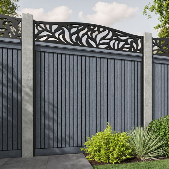 Virtis Plume Curved Top Fence Panel - Anthracite - for existing concrete posts