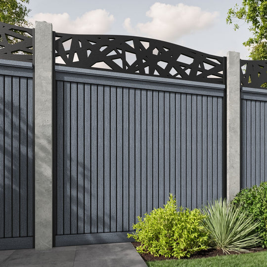 Virtis Prism Curved Top Fence Panel - Anthracite - for existing concrete posts