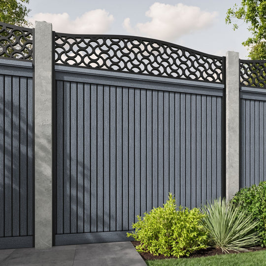 Virtis Vida Curved Top Fence Panel - Anthracite - for existing concrete posts