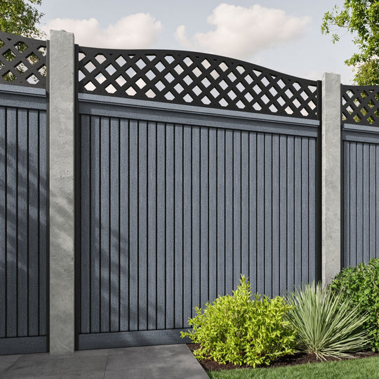 Virtis High Wave Fence Panel - Anthracite - for existing concrete posts