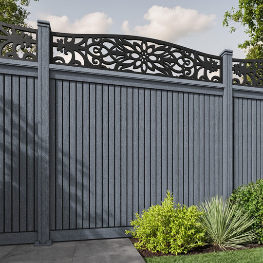 Virtis Windsor Curved Top Fence Panel - Anthracite - with our composite posts