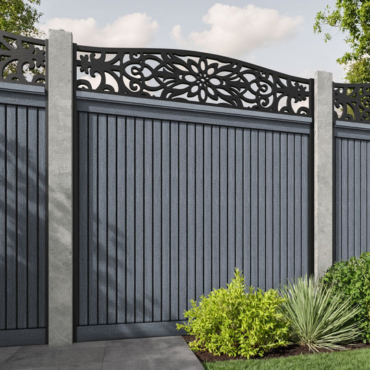 Virtis Windsor Curved Top Fence Panel - Anthracite - for existing concrete posts