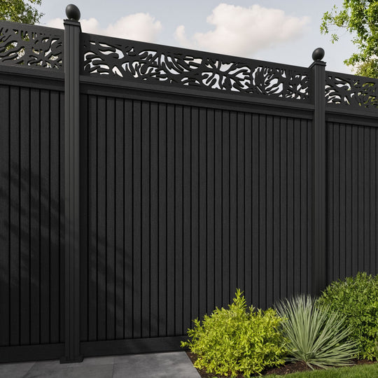 Virtis Botanic Fence Panel - Black - with our aluminium posts