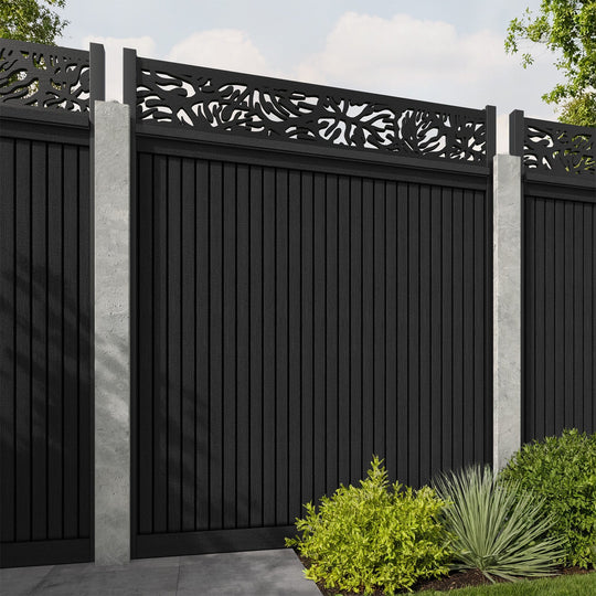 Virtis Botanic Fence Panel - Black - for existing concrete posts