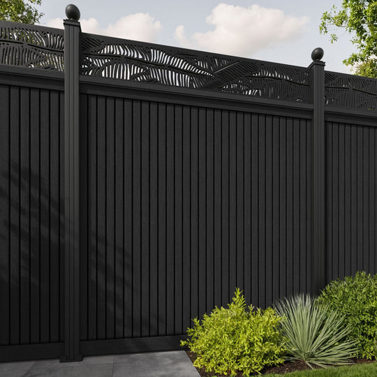 Virtis Feather Fence Panel - Black - with our aluminium posts