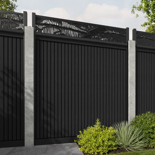 Virtis Feather Fence Panel - Black - for existing concrete posts