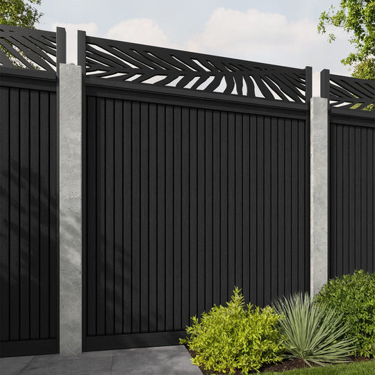 Virtis Palm Fence Panel - Black - for existing concrete posts
