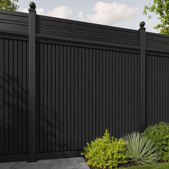 Virtis Linea Fence Panel - Black - with our aluminium posts