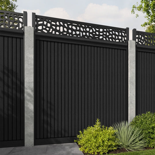 Virtis Pebble Fence Panel - Black - for existing concrete posts