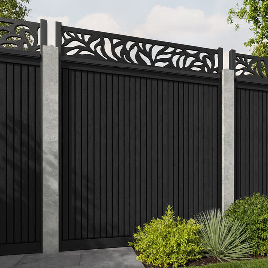 Virtis Plume Fence Panel - Black - for existing concrete posts