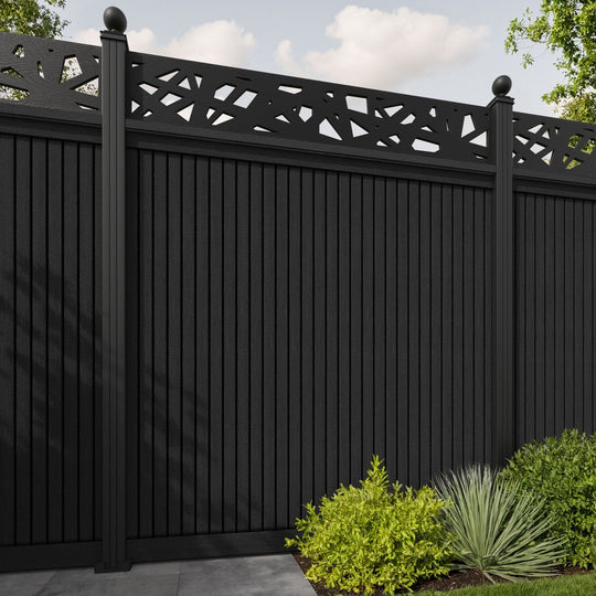 Virtis Prism Fence Panel - Black - with our aluminium posts