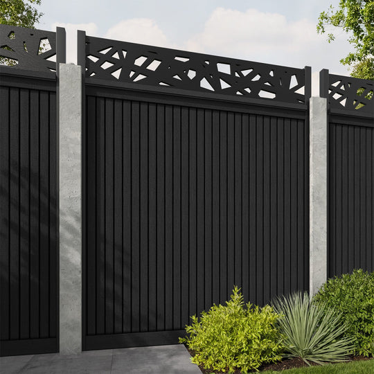 Virtis Prism Fence Panel - Black - for existing concrete posts