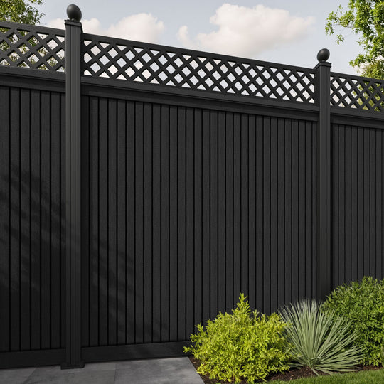 Virtis Hive Fence Panel - Black - with our aluminium posts