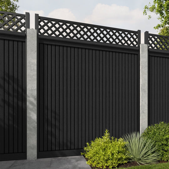 Virtis Hive Fence Panel - Black - for existing concrete posts