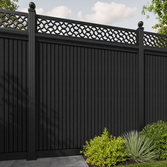 Virtis Vida Fence Panel - Black - with our aluminium posts